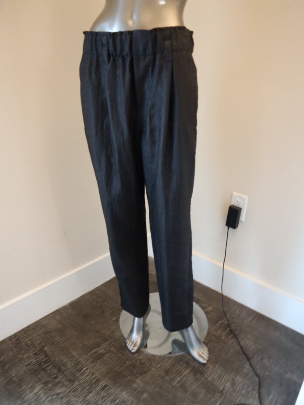 Brunello Cucinelli Linen Pants Black Elastic Waist Pull On Relaxed Luxury Size 2 - Picture 7 of 11